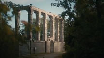 Old ruins of temple on sunny day