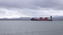 Container Ship Going Along Great South Wall, River Liffey, County Dublin, Ireland