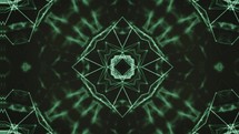 Green Psychedelic Fractal Kaleidoscope Seamless Vj Loop, Geometric Patterns Forming From Central Point	