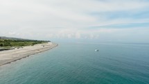 Sea at morning with a sandy beach aerial view