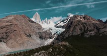 Scenic Monte Fitz Roy In Patagonia, Argentina - Tilt Up Shot	