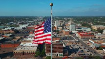Waco Texas Skyline and US Flag	