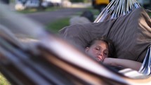 napping in a hammock 