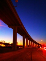 Freeway bridge at night