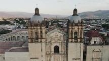 Aerial drone shot Of Former Convent Of Santo Domingo, Oaxaca, Mexico - aerial drone shot	