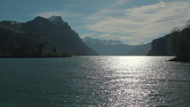 Swiss Mountain with lake.
