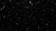 Heavy falling snow on a black background