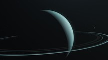 Uranus Planet in Outer-space in the Solar System - Zoom out, Orbit