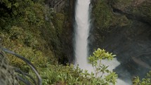 Spectacular Views Of Paílón Del Diablo Waterfall Near Baños de Agua Santa In Ecuador. Tracking Shot	