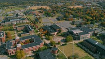 aerial view over a university 