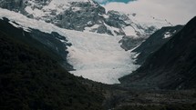 Valley With Glacier And Mountains In Patagonia - Drone Shot	