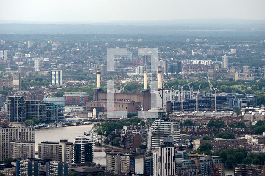 LONDON, UK - JUNE 10, 2015: Aerial view of Battersea Power Station
