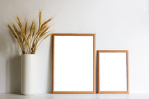 wheat grains and blank frames 