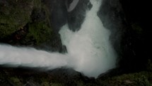 Drone shot Of The Majestic Pailon Del Diablo Waterfall In Baños de Agua Santa, Ecuador.