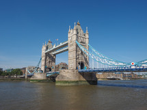 Tower Bridge on River Thames in London, UK