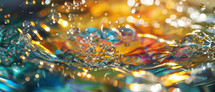 Bubbles and droplets in a macrophotography picture with many different colors. 