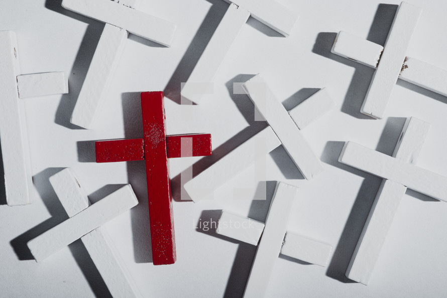 white and red crosses 