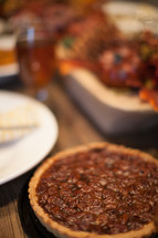 Pecan pie at the Thanksgiving meal.