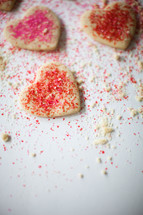 pink and red sprinkles on cookies 
