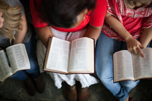 women reading Bibles at a women's group Bible study 