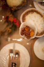 place settings on a Thanksgiving table 