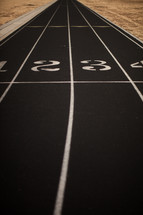 starting line and lanes on a track 
