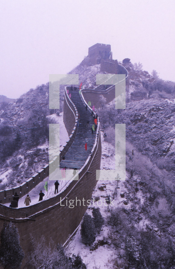 tourists on the Great Wall of China 