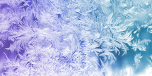 Purple and blue color and ice crystals on water or window