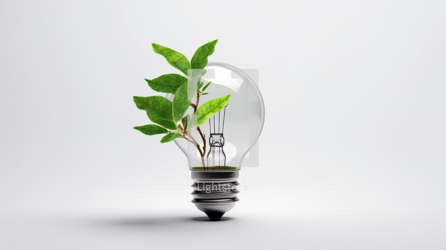 Light Bulb Concept of the eco-energy Created With Generative AI Technology	