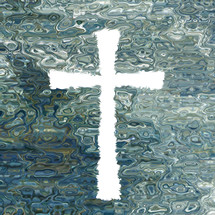 white cross on blue abstract background