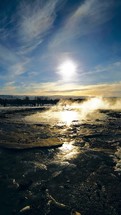 Powerful Icelandic Strokkur Hot Vapor Coming Out From Ground