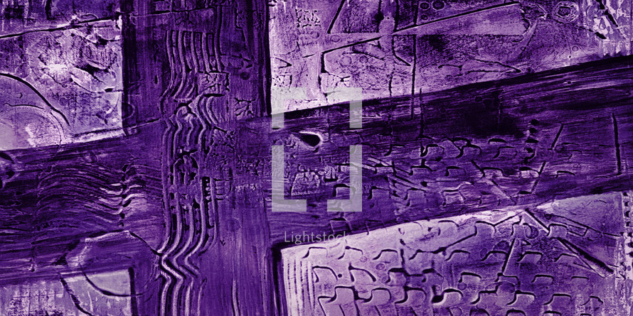 heavily textured cross in deep purple