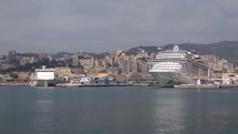View of the city of Genoa, Italy seen from the sea