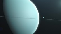 Planet Uranus in Outer-space. Animation, close-up	