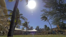 Bright sun shining over summer resort in Mauritius