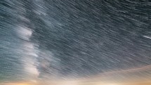 Star trails comet effect of milky way galaxy startrails time lapse background

