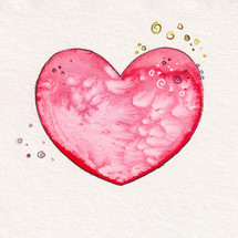 watercolor illustration of a red heart for valentines day