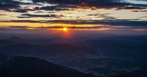 Beautiful sunset in summer mountains evening in Europe landscape Time lapse
