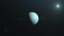 Zoom-out Animation of Planet Uranus in Outerspace