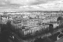Aerial view over old Paris 