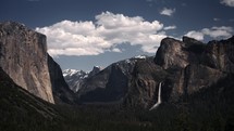 Yosemite Falls with clouds in the background