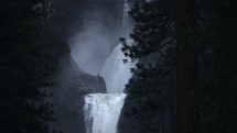 Scenic waterfall in forests of Yosemite national park