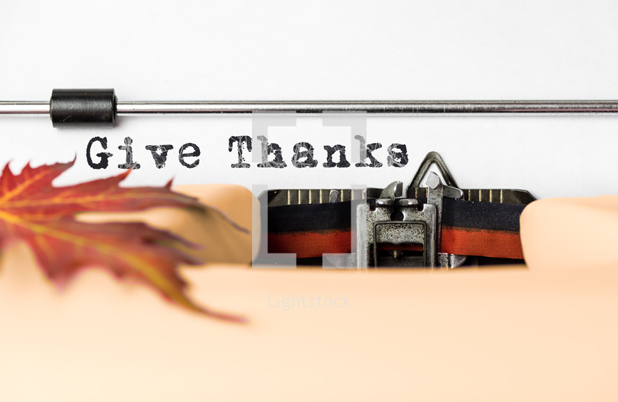 Give thanks in type on a typewriter 