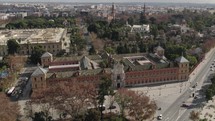 San Telmo palace at Seville in Spain. Aerial circling