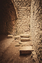 empty stone cellar 