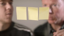 sticky notes at a meeting 