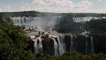 Famous Largest Waterfall Complex Iguazu Falls In Brazil, South America. Aerial