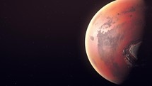 Planet Mars Partially Shadowed - close up	