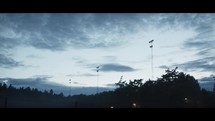 Football field lights at night