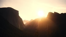 Yosemite valley tunnel view at sunrise